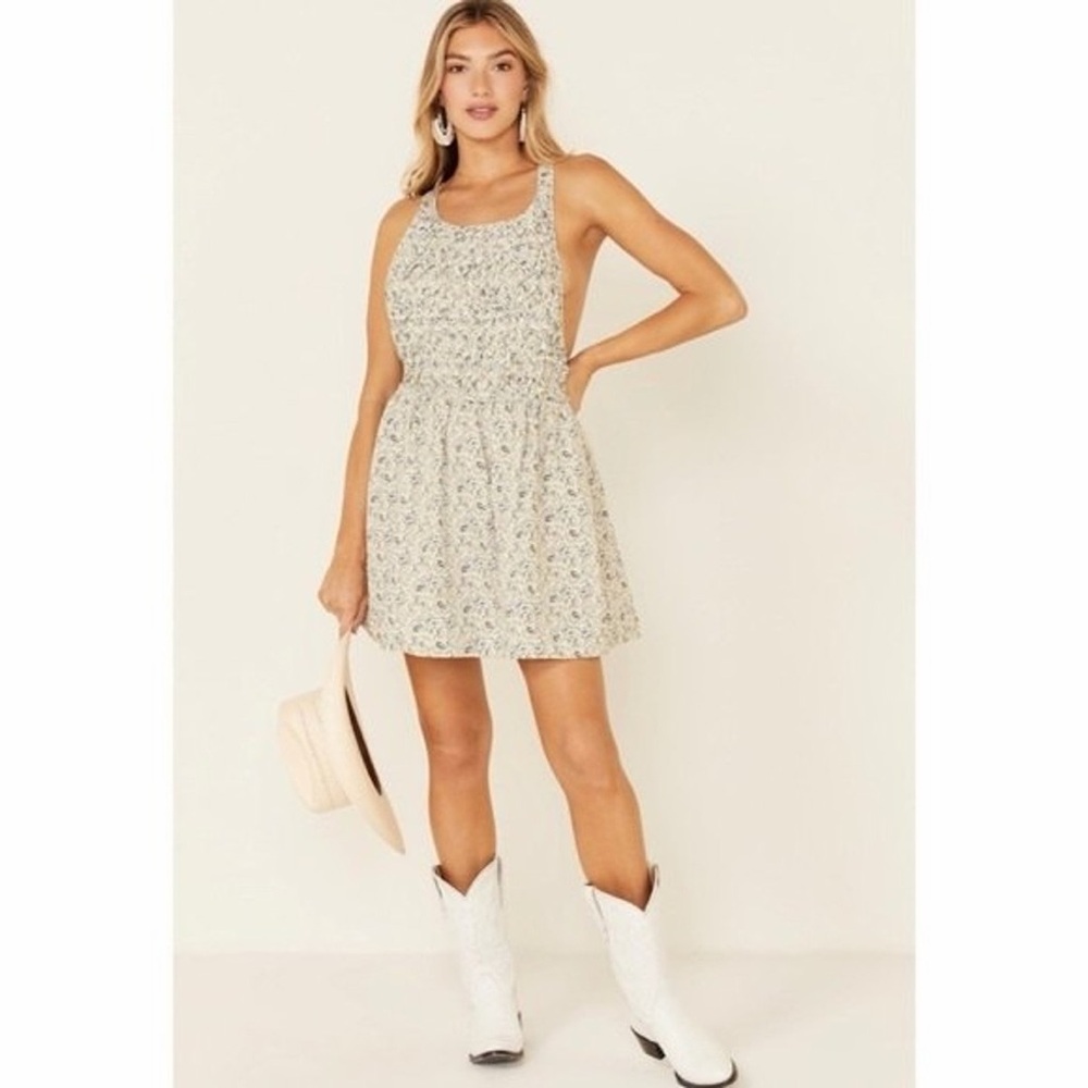 Free People Petunia Tea Combo Dress Small NWT Floral Boho Mini Dress